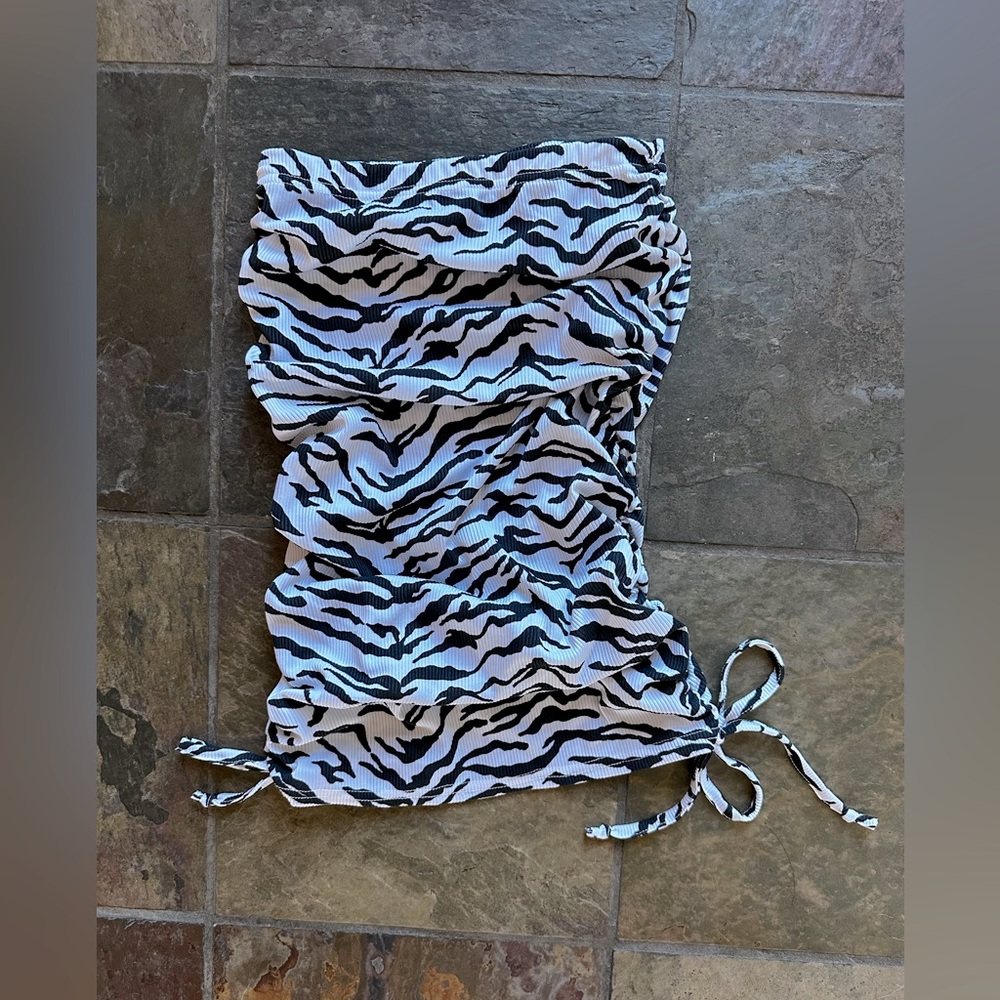 Zebra Print Ruched Skirt